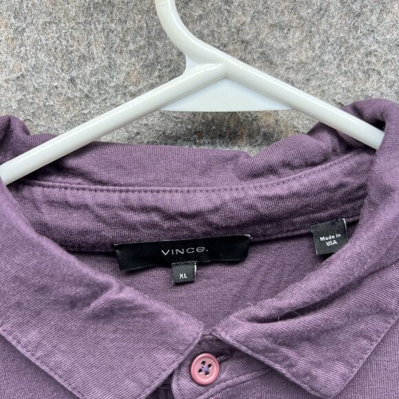 Vince Polo Shirt Mens XL Purple Long Sleeve USA Cotton Casual Extra Large - Picture 6 of 10